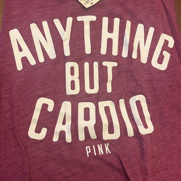 NWT PINK by Victoria’s Secret XS sleeveless workout shirt “Anything But Cardio” - Picture 2 of 4